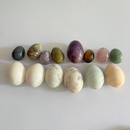 A Group Of Carved Stone Eggs