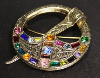 Silver Tone Vintage Rhinestone 'Scottish' Style Brooch