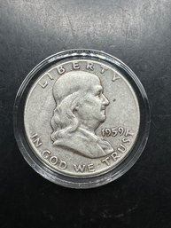 1959 Benjamin Franklin Silver Half Dollar