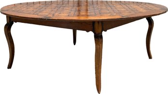 A Large Vintage Inlaid Oak Marquetry French Provincial Dining Table - 7' Round!