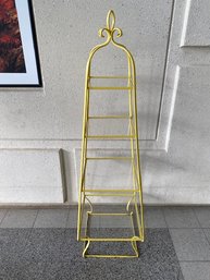 Vintage Iron Plant Stand/etagere Paint-decorated In Sunshine Yellow