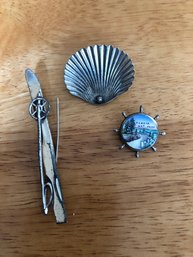 3 Sterling Silver Vintage Brooches, Includes Beau Sterling