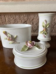 Set Of Italian Bud Vase, Small Bowl, And Cannister