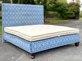 A Custom 'S' King Platform Bedstead In Donghia Print By Charles H. Beckley And Custom Feather Day Bed Mattress