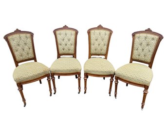 French Antique Louis XVI Style Dining Chairs, Set Of Four