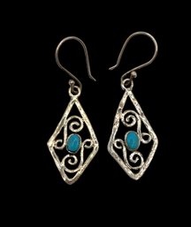 Vintage Mexican Sterling Silver And Turquoise Earrings