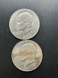 2 Eisenhower Dollars 1971, 1971-D