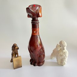 Dog Trio - Including Italian Leather Dog Figure Decanter