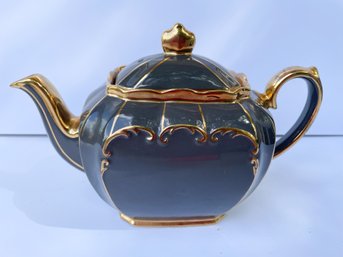 Sadler Teapot In Grey With Gold Gilding