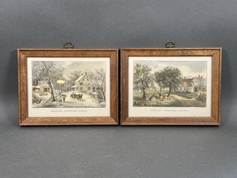 Vintage Currier & Ives Prints: American Homestead, Autumn & Winter