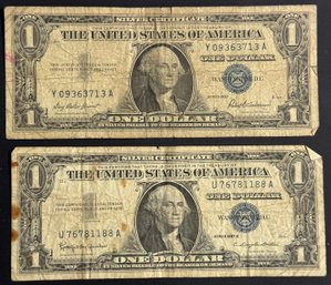 2 $1 Silver Certificates 1957 1957-B