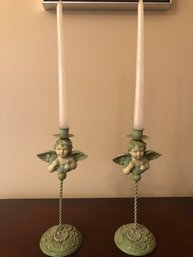 Angel Metal Candlestick Holders, In Superb Shape, Great Pieces