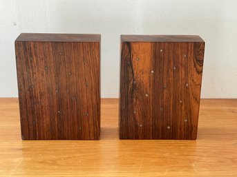 Rosewood And Silver Bookends