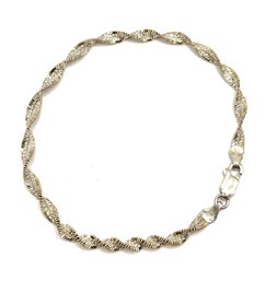 Beautiful Italian Sterling Silver Two Toned Sparkly Twisted Bracelet