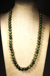 Chinese 14K Gold And Genuine Jade Beaded Necklace