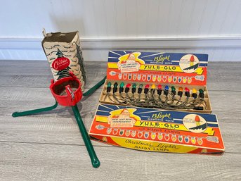 Vintage Christmas Lights And Tree Stand