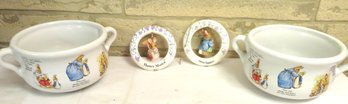 Beatrix Potter Bowls With Mini Figurines & Peter Rabbit Ornaments