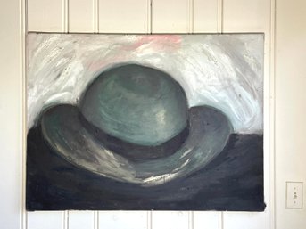 Grey Hat With Black Band Oil On Canvas