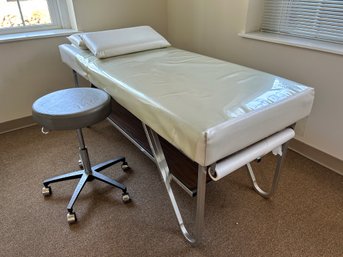 Winco Medical Exam Table And Adjustable Stool On Wheels