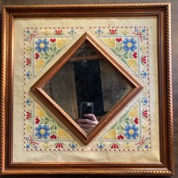 Embroidered And Framed Mirror