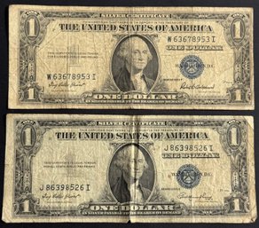 2 $1 Silver Certificates 1935-E 1935-F