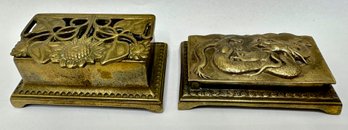 2 Vintage Asian Metal Snuff Boxes