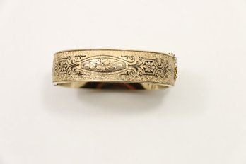 Vintage 12k Gold Filled Winard Etched Hinged Cuff Bracelet