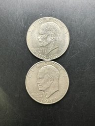 2 Eisenhower Dollars 1971, 1976