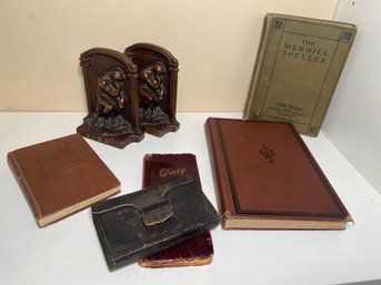 Pair Vintage Tri State Foundry Co Bookends With Very Cool  Antique Books