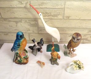 Ceramic & Wood Birds With Goebel