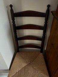 Pair Of Shaker Style Ladder Back Chairs With Bulrush Seat