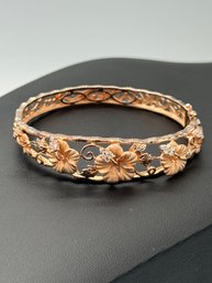 Gorgeous Rose Gold Colored Floral Design Sterling Silver Bracelet