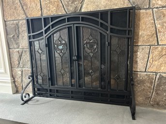Fire Screen With Doors And Glass Panels