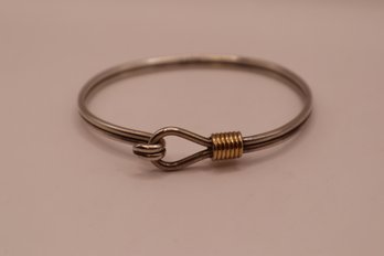 925 Sterling And 14K Gold Doskow Hook And Eye Bangle (15 Grams)