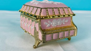 Vintage Pink Grand Piano Jewelry Trinket Music Box