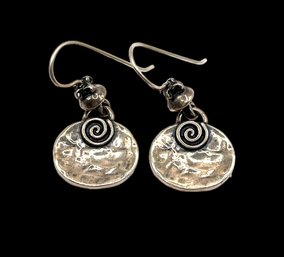 Vintage Sterling Silver Hammered Dangle Earrings