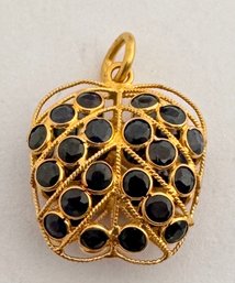 18K GOLD SAPPHIRE PUFFY APPLE CHARM OR PENDANT LATE 20TH C