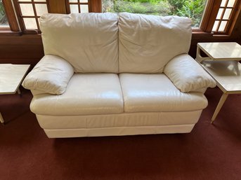 Italian Cream Leather Loveseat