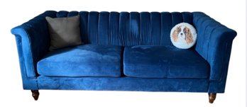 Elegant Blue Velvet Sofa