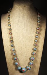 Venetian Art Glass Vintage Powder Blue 'wedding Cake' Beaded Necklace