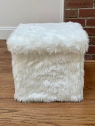 White Faux Fur Cube Storage Ottoman