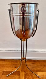 Vintage Stainless Steel Champagne Bucket On Stand