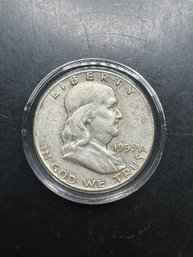 1959-D Benjamin Franklin Silver Half Dollar