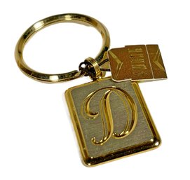 Swank 1980s Gold Tone Key Ring Monogram 'D'