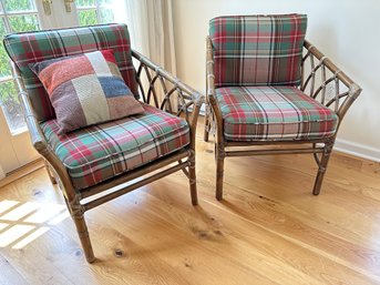 Plaid Cushioned Side Chairs