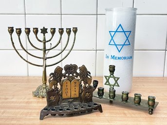 Judaica - Metalwork Menorahs And Candle