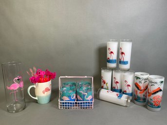 Flamingo Glasses & Vase