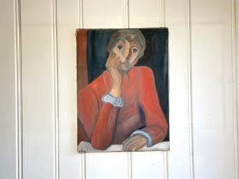 Pondering Figure In Red, Dated 1976