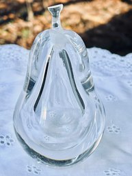 Vintage Crystal Signed 4.75'  Height Pear With Detachable Stem No