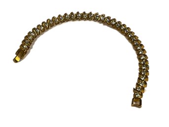 Vintage Gold Tone White Stone Tennis Bracelet